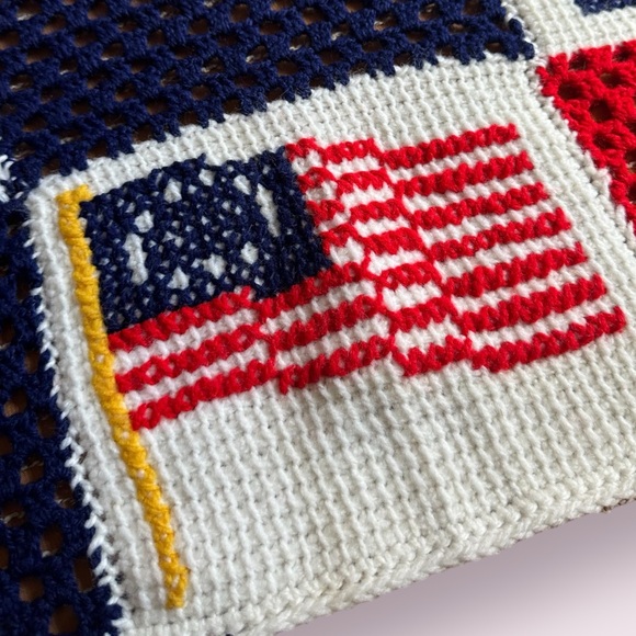 Vintage 1976 Bicentennial Handmade Crochet Afghan Throw Blanket Home Decor - Picture 9 of 15